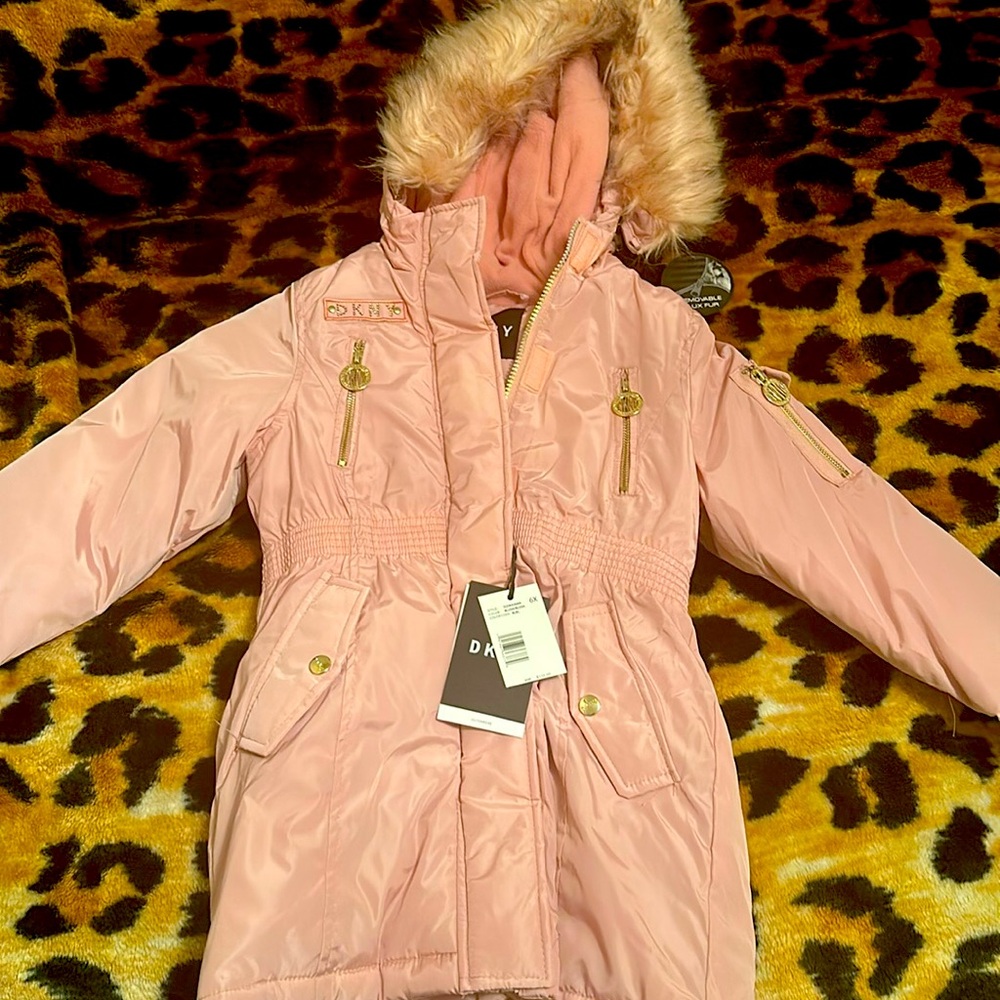 DKNY Girl Jacket in Blush Pink. Size 6X. Brand New with Tags.